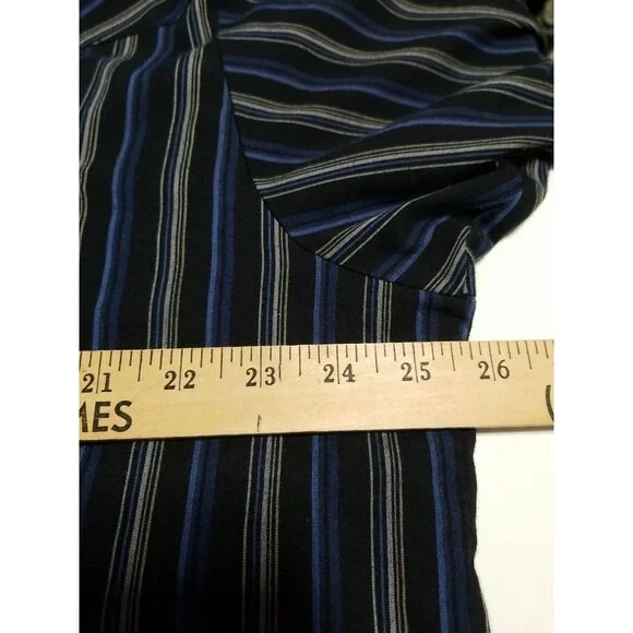 Plains Vintage Western Wear Shirt Mens XL Pearl Snap Black Blue Stripe LS - Picture 7 of 11